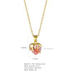Wholesale Jewelry Heart Shaped Stainless Steel Crystal Clavicle Chain With Zircon And Fruit Food Style Electroplated