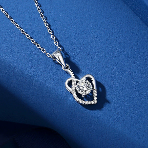 Wholesale Jewelry Heart Shaped Sterling Silver Mosan Diamond Pendant Necklace For Women