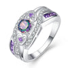 Wholesale Jewelry Heartshaped Amethyst Copper Ring Set With Zircon Platinumplated