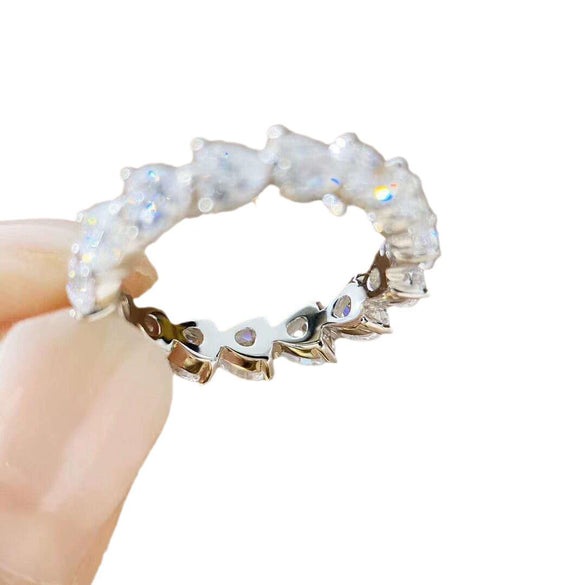 Wholesale Jewelry Heartshaped Copper Geometric Style Diamond Ring With Electroplating