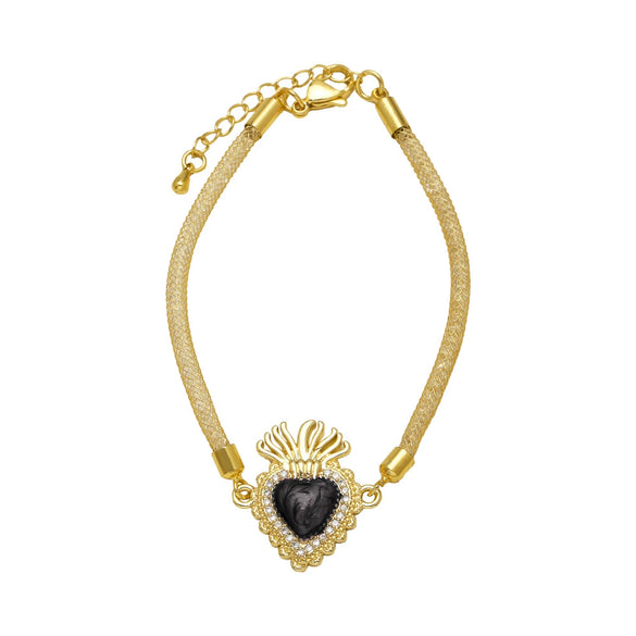 Wholesale Jewelry Heartshaped Copper Goldplated Bracelet For Unisex