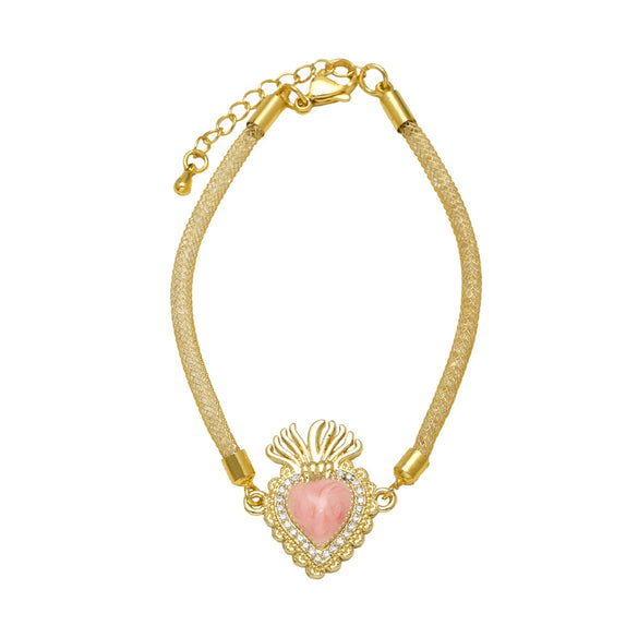 Wholesale Jewelry Heartshaped Copper Goldplated Bracelet For Unisex