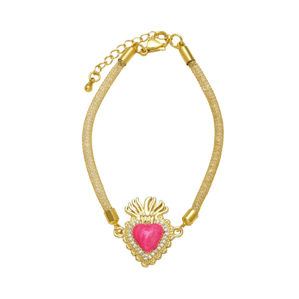 Wholesale Jewelry Heartshaped Copper Goldplated Bracelet For Unisex