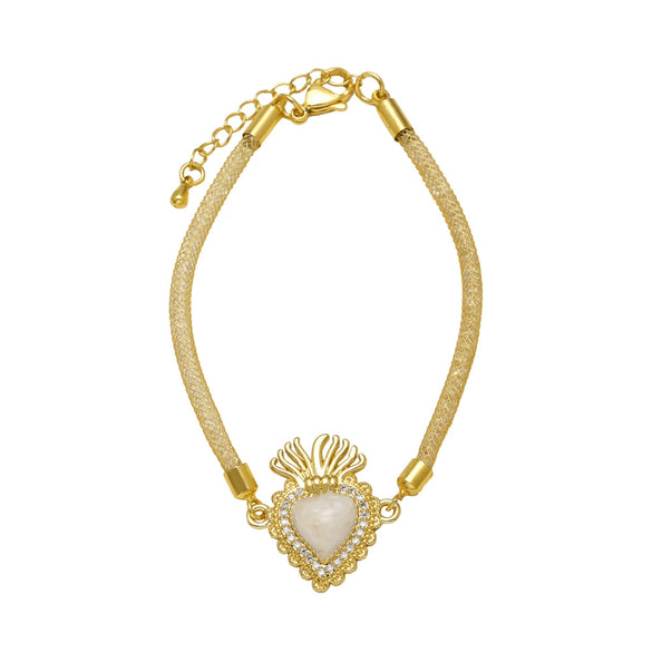 Wholesale Jewelry Heartshaped Copper Goldplated Bracelet For Unisex