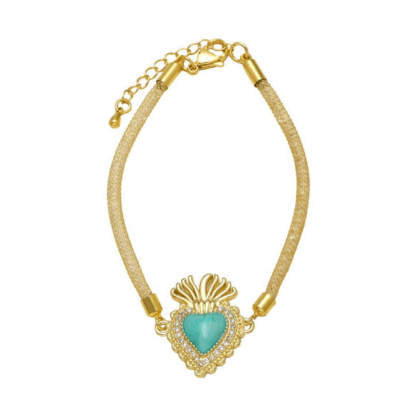 Wholesale Jewelry Heartshaped Copper Goldplated Bracelet For Unisex