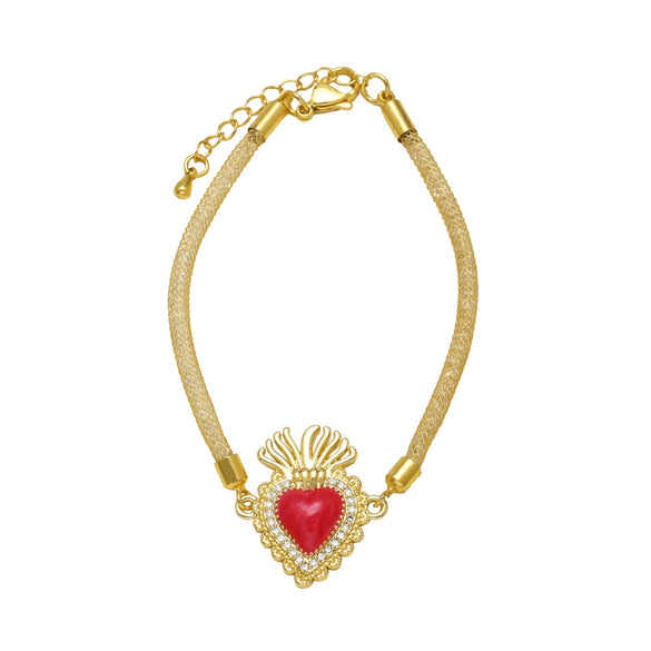 Wholesale Jewelry Heartshaped Copper Goldplated Bracelet For Unisex