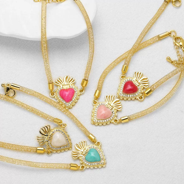 Wholesale Jewelry Heartshaped Copper Goldplated Bracelet For Unisex