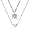 Wholesale Jewelry Heartshaped Letter Doublelayer Sterling Silver Necklace Women's Fashion Allmatch Collarbone Chain