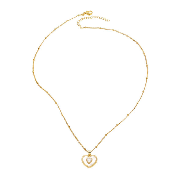 Wholesale Jewelry Heartshaped Pendant Copper Ochain Necklace Electroplating