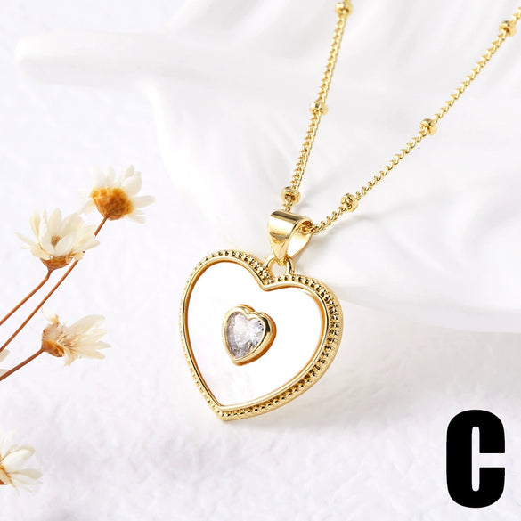 Wholesale Jewelry Heartshaped Pendant Copper Ochain Necklace Electroplating