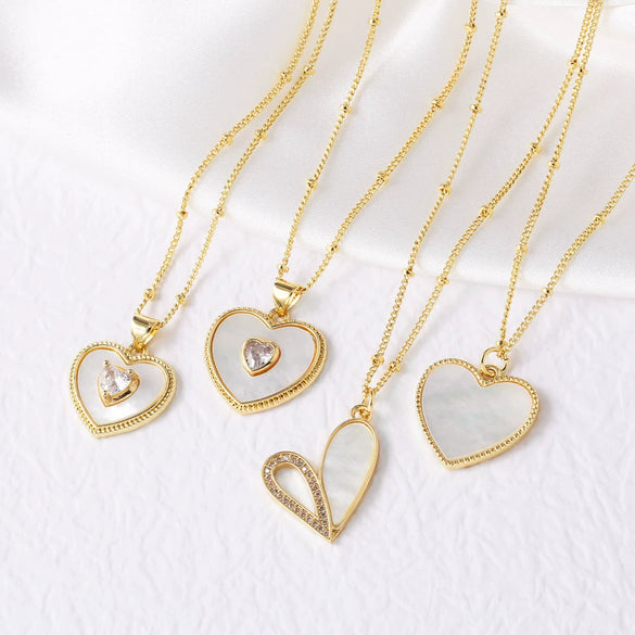 Wholesale Jewelry Heartshaped Pendant Copper Ochain Necklace Electroplating