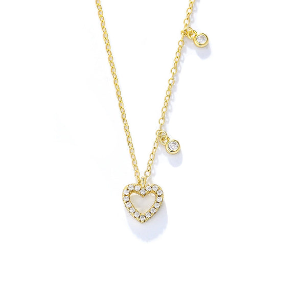 Wholesale Jewelry Heartshaped 925 Sterling Silver Cut Out Diamond Necklace For Women