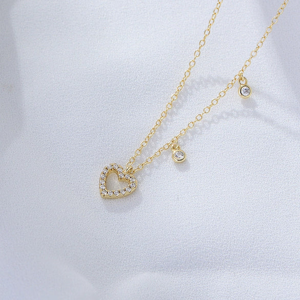 Wholesale Jewelry Heartshaped 925 Sterling Silver Cut Out Diamond Necklace For Women