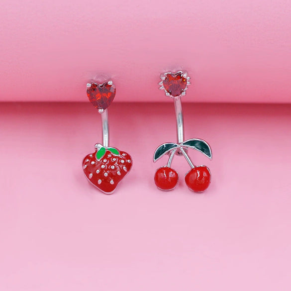 Wholesale Jewelry Heartshaped Strawberry Navel Fruit Cherry Navel Style Alloy