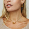 Wholesale Jewelry High Sense Geometric Stainless Steel And Titanium Steel Earrings And Necklace Set With Electroplating And Ochain