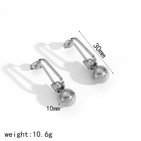 Wholesale Jewelry High Sense Geometric Stainless Steel And Titanium Steel Earrings And Necklace Set With Electroplating And Ochain