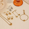 Wholesale Jewelry High Sense Geometric Stainless Steel And Titanium Steel Earrings And Necklace Set With Electroplating And Ochain