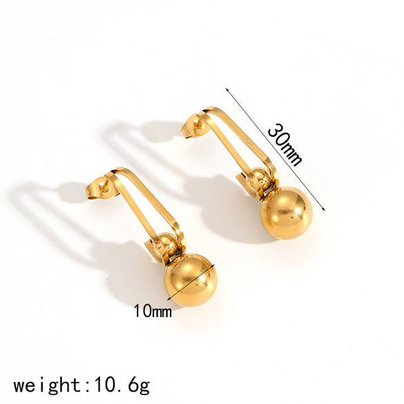 Wholesale Jewelry High Sense Geometric Stainless Steel And Titanium Steel Earrings And Necklace Set With Electroplating And Ochain
