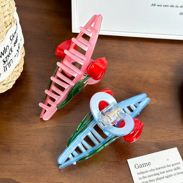 Wholesale Jewelry Highend Handmade Acetic Acid Tulip Shark Hair Clip For Women