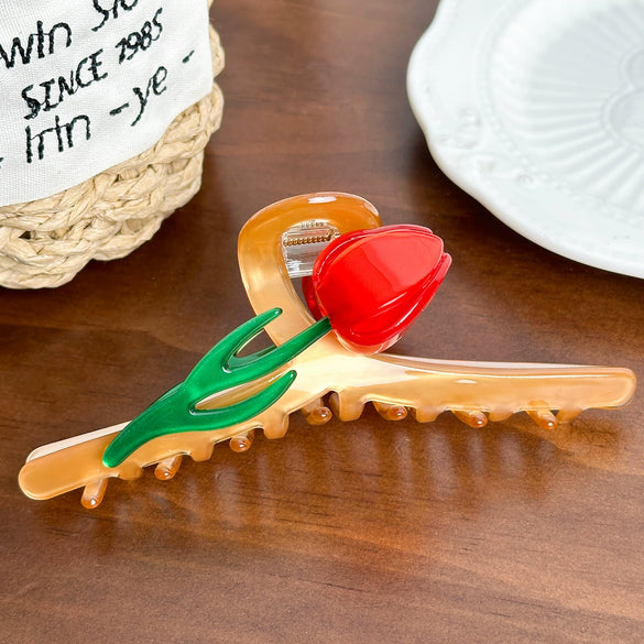 Wholesale Jewelry Highend Handmade Acetic Acid Tulip Shark Hair Clip For Women