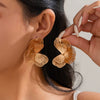 Wholesale Jewelry Highend Hollow Ginkgo Leaf Flower Metal Earrings Copper Electroplating For Women