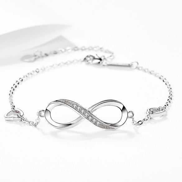 Wholesale Jewelry Highend Sense Silver 925 Sterling Infinite Love Bracelet With Styling Letters Numbers Text And Diamond Design