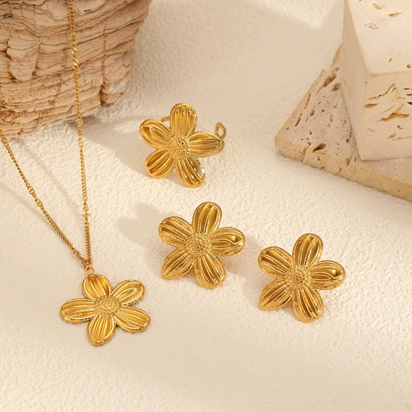 Wholesale Jewelry Highend Stainless Steel And Titanium Steel Flower Jewelry With Electroplating For Women