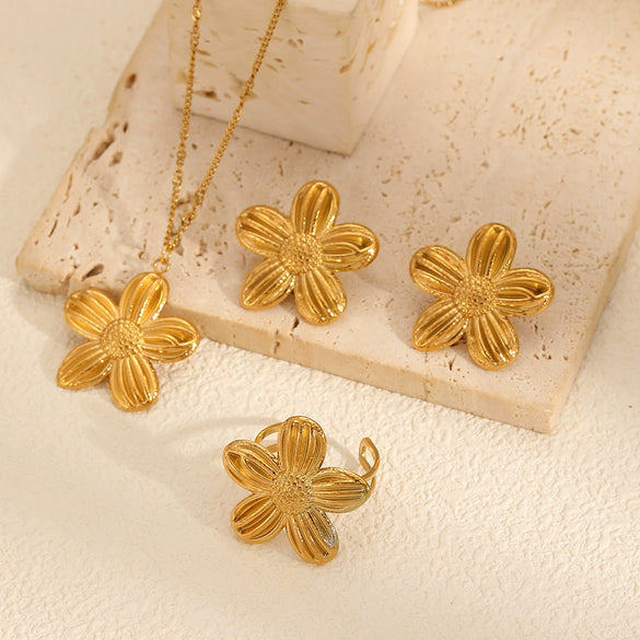 Wholesale Jewelry Highend Stainless Steel And Titanium Steel Flower Jewelry With Electroplating For Women