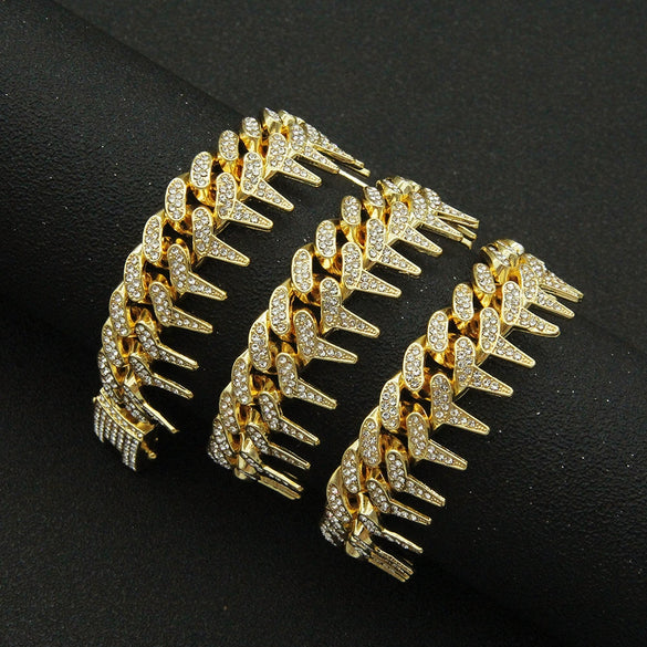 Wholesale Jewelry Hip Hop Exaggerated Diamond Geometric Alloy Cuban Chain Men's Necklace