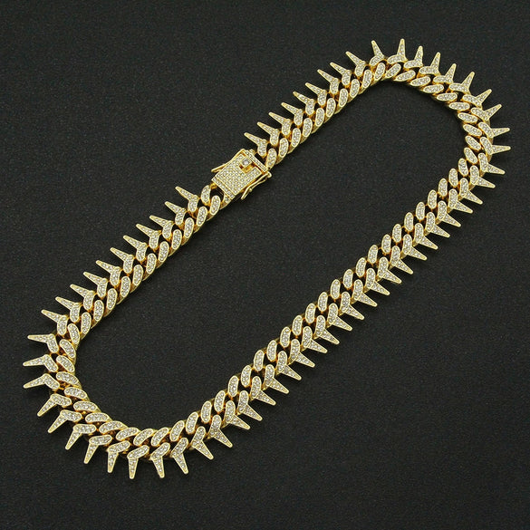 Wholesale Jewelry Hip Hop Exaggerated Diamond Geometric Alloy Cuban Chain Men's Necklace