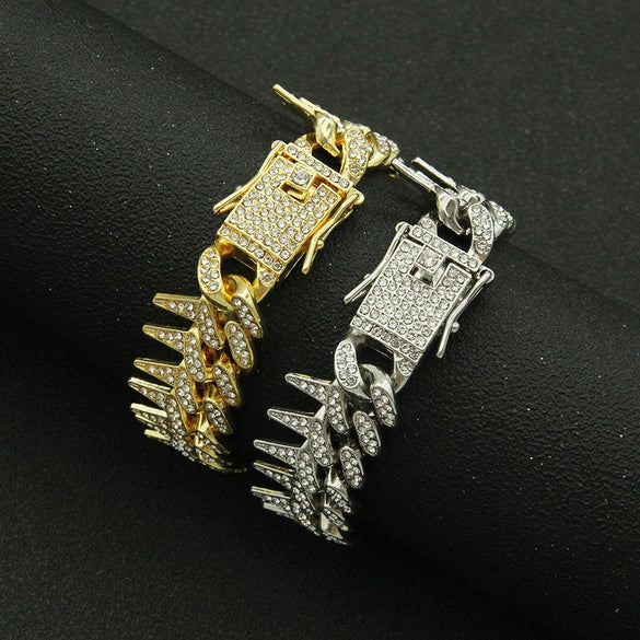 Wholesale Jewelry Hip Hop Exaggerated Diamond Geometric Alloy Cuban Chain Men's Necklace