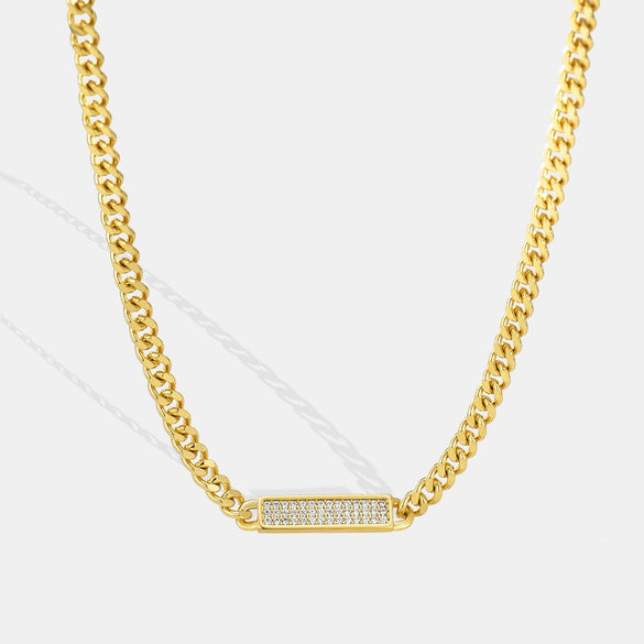 Wholesale Jewelry Hip Hop Heavy Industry Exaggerated Geometric Cuban Chain Necklace Copper Plated 14K Gold Set Zircon