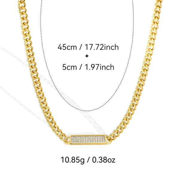 Wholesale Jewelry Hip Hop Heavy Industry Exaggerated Geometric Cuban Chain Necklace Copper Plated 14K Gold Set Zircon