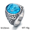 Wholesale Jewelry Hip-Hop Oval 304 Stainless Steel Natural Stone 18K Gold Plated Inlay Rings