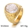 Wholesale Jewelry Hip-Hop Oval 304 Stainless Steel Natural Stone 18K Gold Plated Inlay Rings