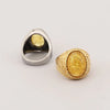 Wholesale Jewelry Hip-Hop Oval 304 Stainless Steel Natural Stone 18K Gold Plated Inlay Rings