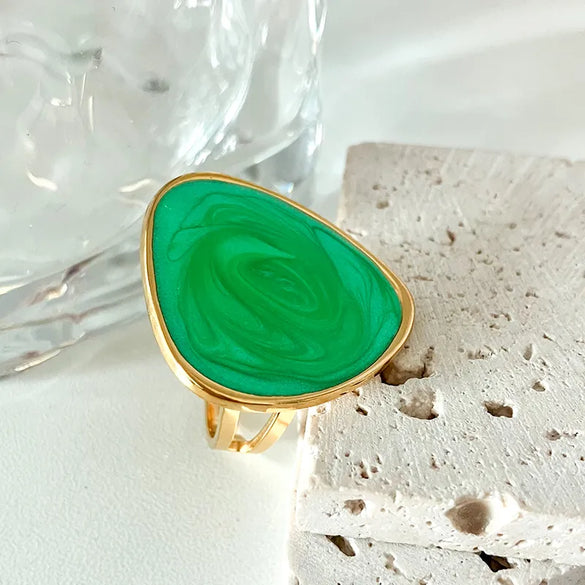 Wholesale Jewelry Hip-Hop Preppy Style Simple Style Triangle Heart Shape Ginkgo Leaf 304 Stainless Steel 14K Gold Plated Enamel Plating Hollow Out Rings