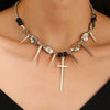 Wholesale Jewelry Hip Hop Punk Rivet Cross Pendant Necklace Alloy Stainless Steel Geometric Electroplating Unisex