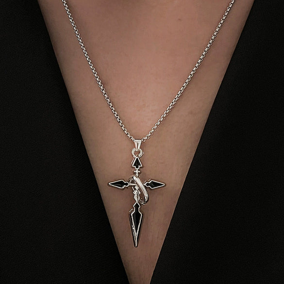 Wholesale Jewelry Hip Hop Punk Rivet Cross Pendant Necklace Alloy Stainless Steel Geometric Electroplating Unisex
