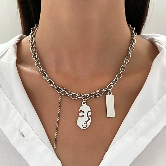 Wholesale Jewelry Hip Hop Punk Rivet Cross Pendant Necklace Alloy Stainless Steel Geometric Electroplating Unisex