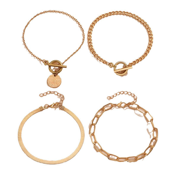 Wholesale Jewelry Hip Hop Snake Bone Chain Bar Bracelet Alloy Geometric Electroplating For Women