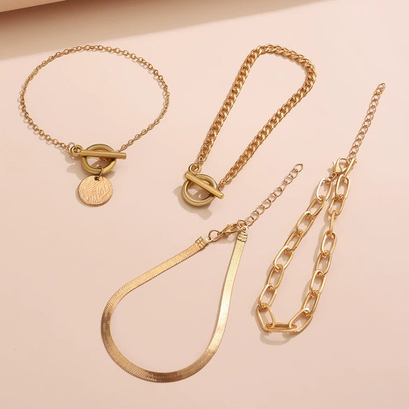 Wholesale Jewelry Hip Hop Snake Bone Chain Bar Bracelet Alloy Geometric Electroplating For Women