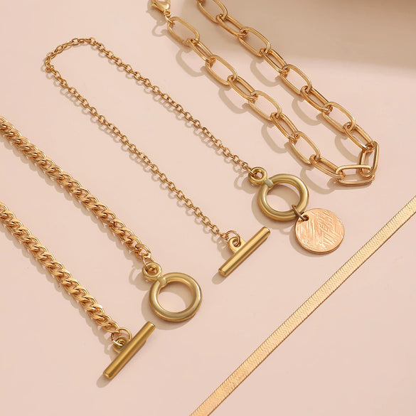 Wholesale Jewelry Hip Hop Snake Bone Chain Bar Bracelet Alloy Geometric Electroplating For Women