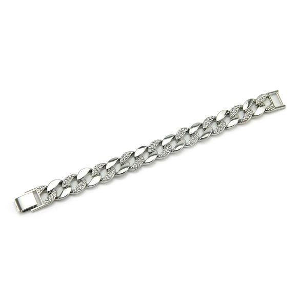 Wholesale Jewelry Hip Hop Style Alloy Geometric Electroplated Unisex Diamond Cuban Chain Bracelet