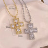 Wholesale Jewelry Hip Hop Style Copper Geometric Cross Pendant Necklace With Electroplating And Inlaid Imitation Pearls