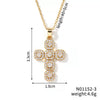 Wholesale Jewelry Hip Hop Style Copper Inlaid Zircon Cross Pendant Necklace With Stainless Steel O Shaped Chain And Electroplating Treatment
