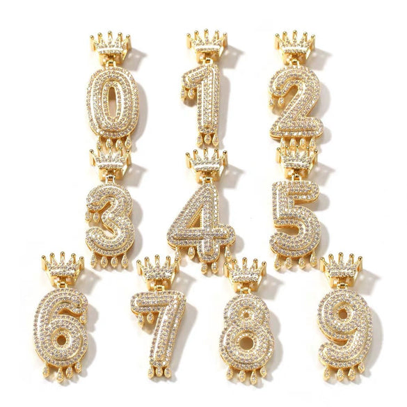 Wholesale Jewelry Hip Hop Style Copper Inlaid Zircon Letter And Number Pendant Necklace With Electroplating