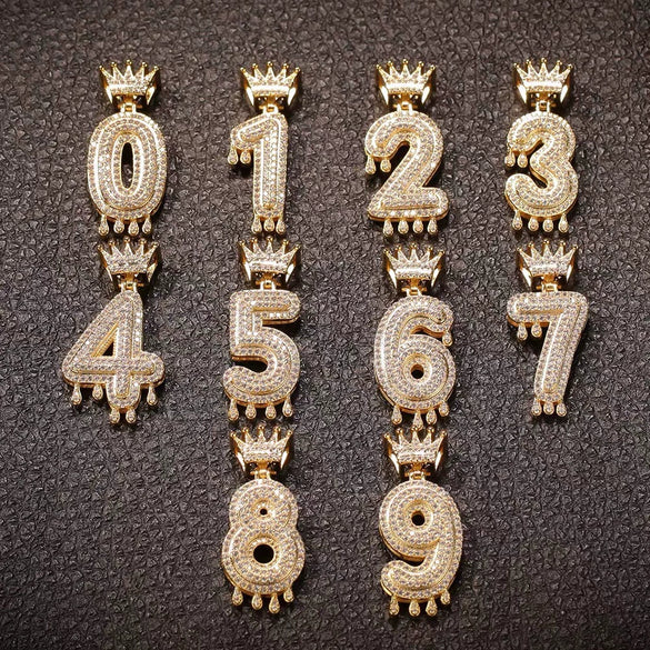Wholesale Jewelry Hip Hop Style Copper Inlaid Zircon Letter And Number Pendant Necklace With Electroplating