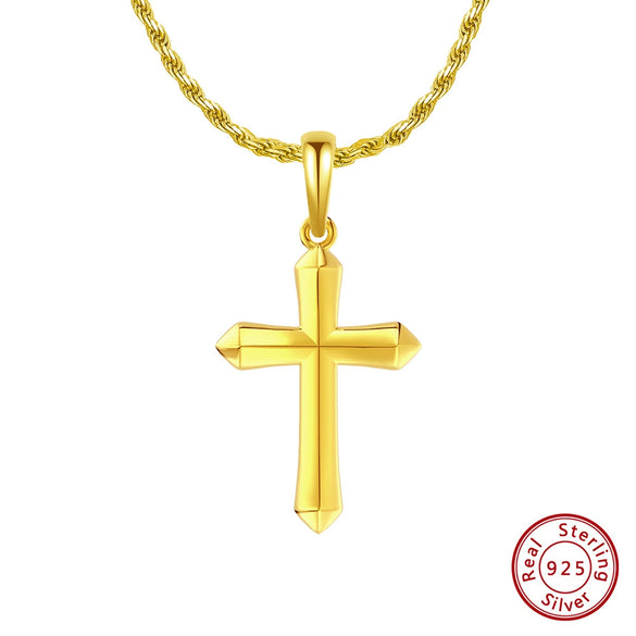 Wholesale Jewelry Hip Hop Style Cross 925 Silver Electroplated Necklace