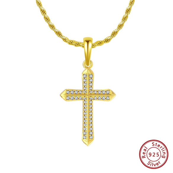 Wholesale Jewelry Hip Hop Style Cross Silver 925 Silver Electroplated Twist Chain Pendant Necklace For Men